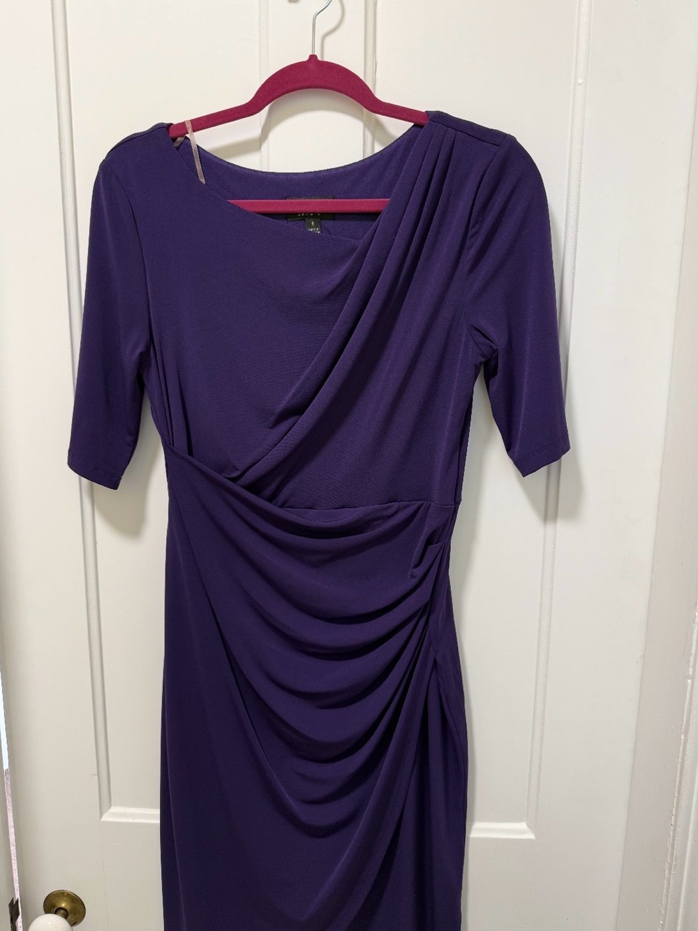 connected apparel Purple Draped Midi Dress